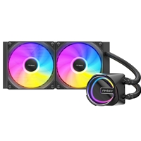 Antec Skeleton 240 ARGB Liquid CPU Cooler, Universal Socket, Black, 240mm Radiator, PWM up to 2000 RPM Cooling Fans, Addressable RGB LED Lighting