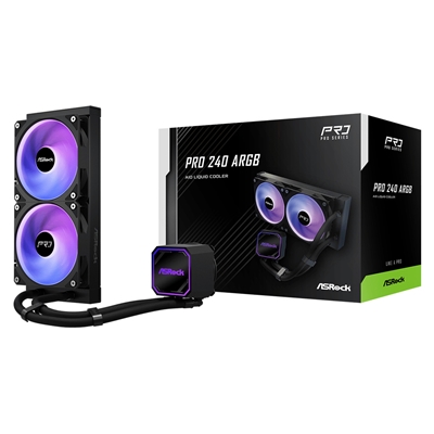 ASRock Pro 240 ARGB AIO Liquid CPU Cooler, 240mm Radiator, Dual 120mm PWM Fans, Addressable RGB, Intel LGA1700/1851 & AMD AM5/AM4 Compatible - Image 2