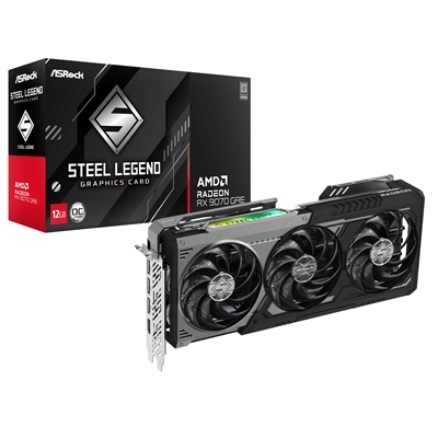 ASRock AMD Radeon RX 9070 GRE Steel Legend Dark OC 12GB GDDR6 Graphics Card, 3072 Streams, 2340MHz Core Clock, Triple Fan, 3x DisplayPorts / 1x HDMI Port - Image 2