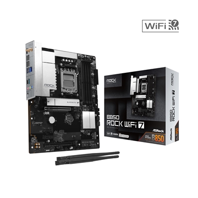 ASRock B850 Rock WiFi 7 AMD AM5 Socket Motherboard, ATX, 4x DDR5 Slots, 2x M.2 Socket, Fitted I/O Shield, 2.5GbE LAN, Wi-Fi 7, 1x HDMI Port - Image 2