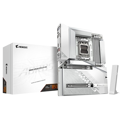 Gigabyte B850 AORUS STEALTH ICE AMD AM5 Socket Motherboard, ATX, 4x DDR5 Slots, 3x M.2 Socket, Fitted I/O Shield, 5GbE LAN, Wi-Fi 7, 1x HDMI Port - Image 2