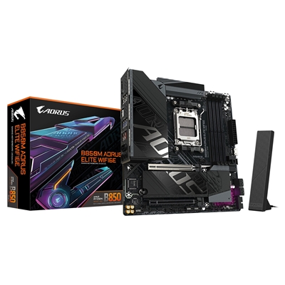 Gigabyte B850M AORUS ELITE WIFI6E AMD AM5 Socket Motherboard, Micro-ATX, 4x DDR5 Slots, 2x M.2 Socket, Fitted I/O Shield, 2.5GbE LAN, Wi-Fi 6E, 1x DisplayPort - Image 2