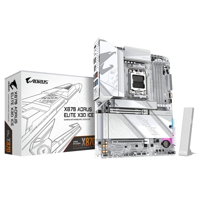 Gigabyte X870 AORUS ELITE X3D ICE AMD AM5 Socket Motherboard, ATX, 4x DDR5 Slots, 4x M.2 Socket, 5GbE LAN, Wi-Fi 7, 1x HDMI Port / 2x USB-C (USB4) - Image 2
