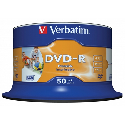 Verbatim (43533)DVD-R 16X 4.7GB 50 Pack Spindle Wide Inkjet Printable No ID - Image 2