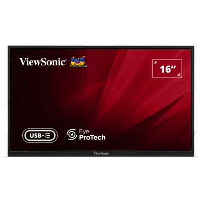 Viewsonic VA1650 16 inch USB-C Lightweight Portable IPS Monitor, Full HD, 60Hz, HDMI (v1.4), VESA, Built in Foldable Stand - Image 2