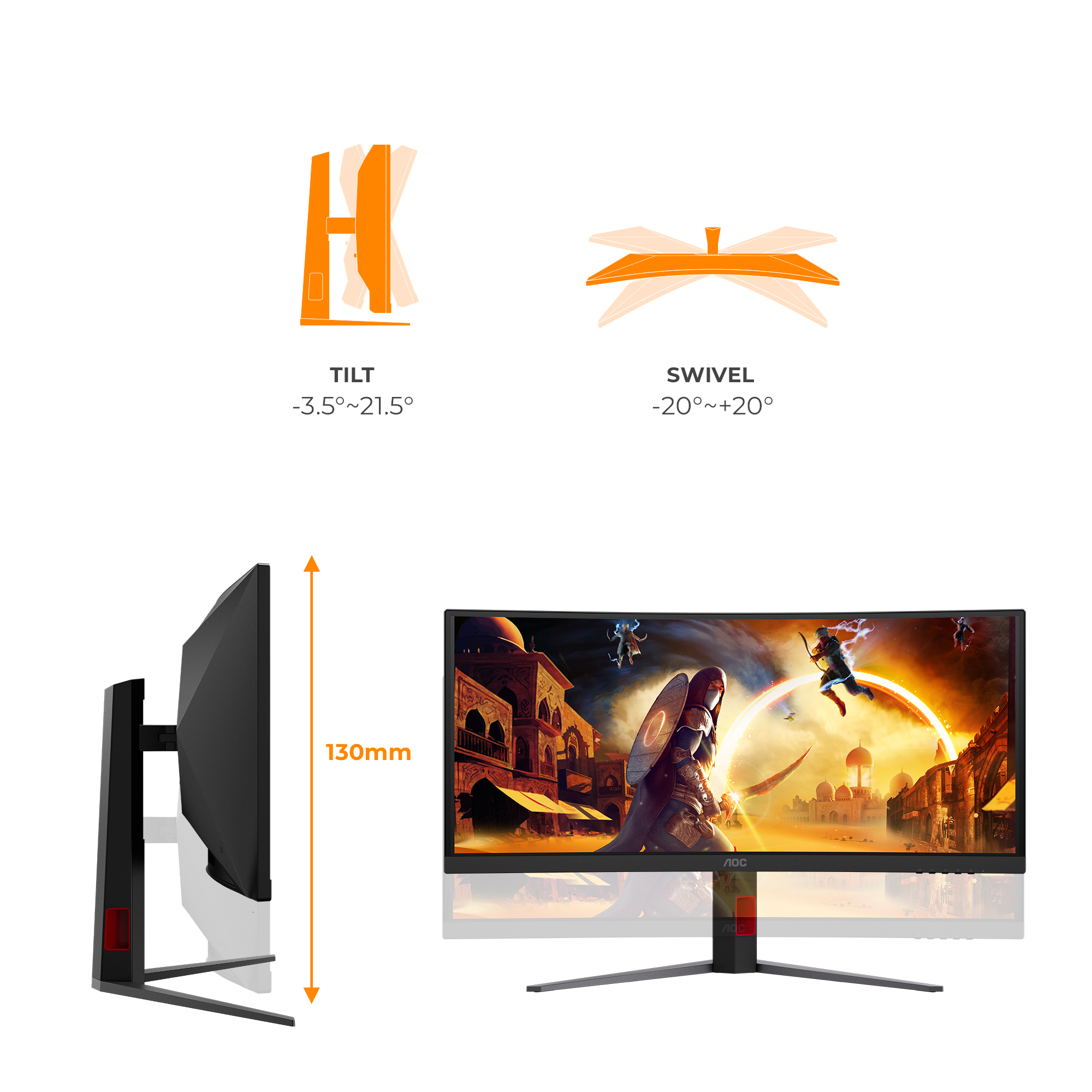 AOC 34 VA MONITOR SPK CURVED CU34G4ZCA - Image 3