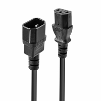 Lindy 30331 2m IEC C14 (Kettle) To IEC C13 (Kettle) Mains Extension Cable - Black, Perfect for use in Offices, Control Rooms, Digital Signage and Home Theatre Setups
