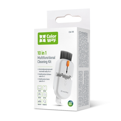 ColorWay CW-1111 10-in-1 Electronics Cleaning Kit Designed For Safely Cleaning Headphones, Keyboards, Screens and Cameras. Includes A Retractable Brush, Flocked Sponge, Microfiber Wipes, Screen Cleaner Spray, Key Remover, In A Compact Case Featuring A Pho - Image 2
