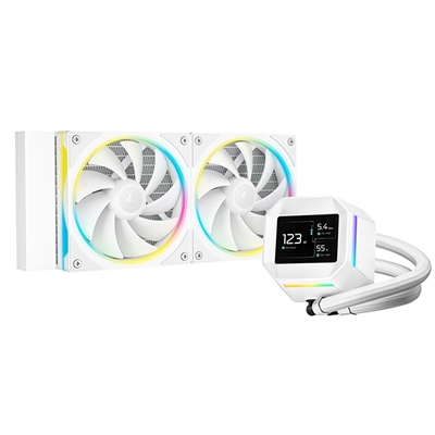 DeepCool LM240 White Liquid CPU Cooler with 2.4" IPS Display, 240mm AIO, Dual 120mm ARGB Fans, Anti-Leak Technology, PWM Pump, Intel LGA 1851/1700 & AMD AM5 Compatible, White - Image 2