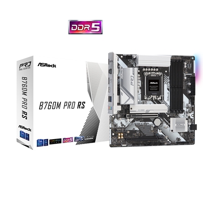 ASRock B760M PRO RS Intel 1700 Socket Motherboard, Micro-ATX, 4x DDR5 Slots, 3x M.2 Sockets, Fitted I/O Shield, 2.5GbE LAN, 1x DisplayPort / 1x HDMI Port - Image 2