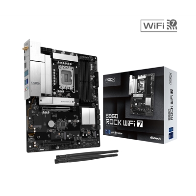 ASRock B860 Rock WiFi 7 Intel 1851 Socket Motherboard, ATX, 4x DDR5 Slots, 3x M.2 Sockets, Fitted I/O Shield, 2.5GbE LAN, Wi-Fi 7, 1x HDMI Port - Image 2