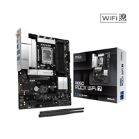 ASRock B860 Rock WiFi 7 Intel 1851 Socket Motherboard, ATX, 4x DDR5 Slots, 3x M.2 Sockets, Fitted I/O Shield, 2.5GbE LAN, Wi-Fi 7, 1x HDMI Port