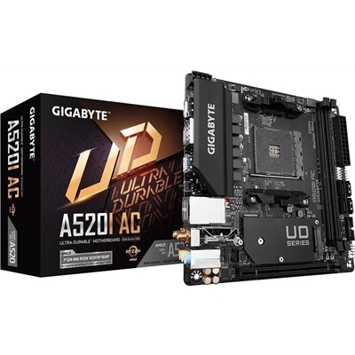 Gigabyte A520I AC Ultra Durable AMD AM4 Socket Motherboard, Mini-ITX, 2x DDR4 Slots, 1x M.2 Socket, GbE LAN, Wi-Fi 5, 1x DisplayPort / 2x HDMI Ports - Image 2
