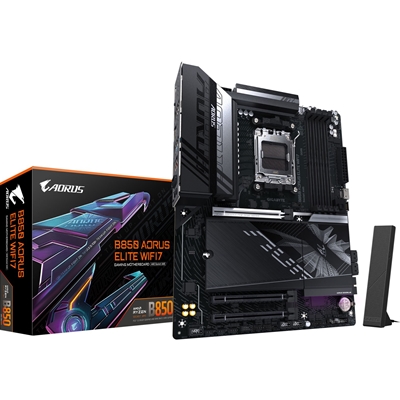 Gigabyte B850 AORUS ELITE WIFI7 AMD AM5 Socket Motherboard, ATX, 4x DDR5 Slots, 3x M.2 Sockets, Fitted I/O Shield, 2.5GbE LAN, Wi-Fi 7, 1x DisplayPort / 1x HDMI Port - Image 2