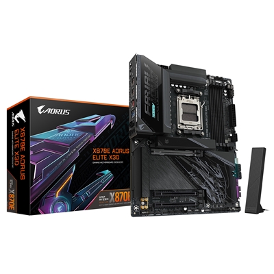 Gigabyte X870E AORUS ELITE X3D AMD AM5 Socket Motherboard, ATX, 4x DDR5 Slots, 4x M.2 Sockets, Fitted I/O Shield, 5GbE LAN, Wi-Fi 7, 1x HDMI Port / 2x USB-C (USB4) - Image 2