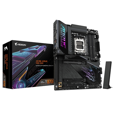 Gigabyte X870E AORUS PRO X3D AMD AM5 Socket Motherboard, ATX, 4x DDR5 Slots, 4x M.2 Sockets, Fitted I/O Shield, 5GbE LAN, Wi-Fi 7, 1x HDMI Port / 2x USB-C (USB4) - Image 2