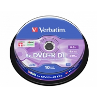 Verbatim DVD+R Double Layer 8.5GB 8X Matt Silver 10 Pack Spindle