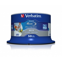 Verbatim BD-R SL Datalife 25GB 6X 50 Pack Spindle Wide Printable No ID
