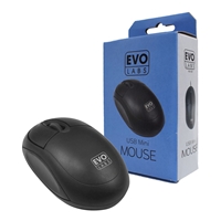 Evo Labs MO-001 Wired USB Mini Plug and Play Mouse, 800 DPI Optical Tracking, 3 Button with Scroll Wheel, Ambidextrous Design for PC / Mac / Laptop, Matte Black