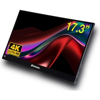 Verbatim Portable 17.3 Inch Touchscreen Monitor 4K UHD ALU, HDMI, 2x USB-C, 3840 x 2160 Resolution, 60Hz, Built-in Kickstand, Tilt: From 0 Up To 85