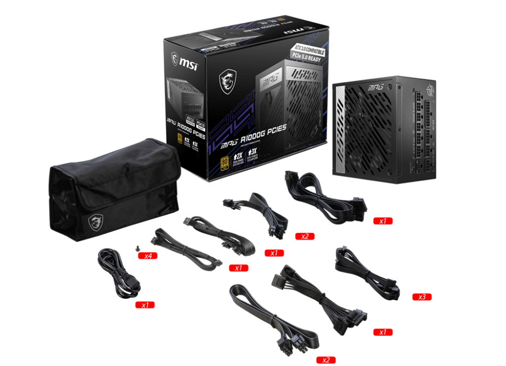 MSI 1000W GOLD F/M MEG A1000G PCIE5 - Image 5