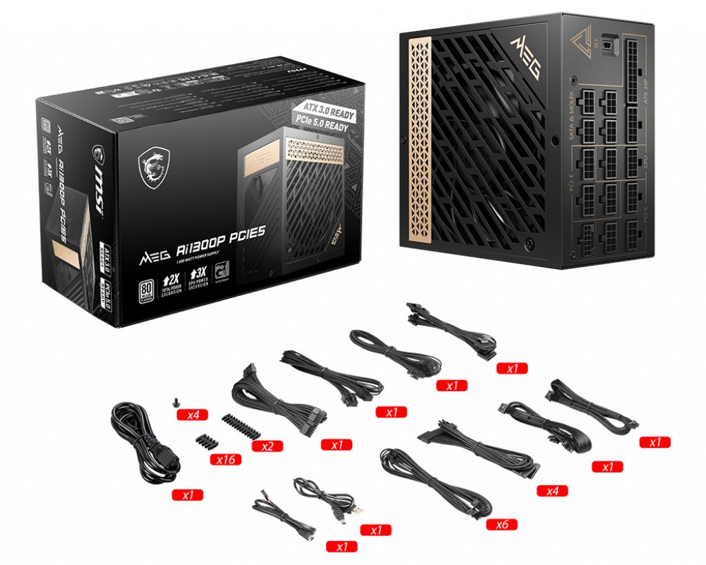 MSI 1300W PLATINUM F/M MEG AI1300P PCIE5 - Image 5