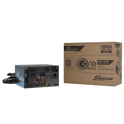 Seasonic CORE GC 750W 80 PLUS Gold ATX 3.1 Non-Modular PSU with 120mm Fan, Braided Cables & 5 Year Warranty, Black - Image 2