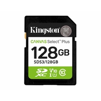 Kingston Canvas Select Plus  SDS3/128GB V30 128GB SD Class 10 UHS-I U3 Flash Card