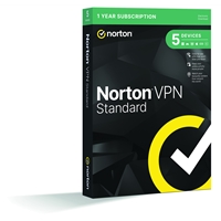 Norton VPN 5 Device 1-year Subscription, Includes Change Location, Content Access, Auto Connect and Ad Tracker Blocking, PC/Mac/iOS/Android, Retail Boxed