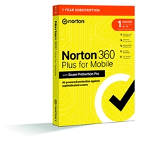 Norton 360 Plus Mobile 1 Device 1-year Subscription, Includes Secure VPN, Password Manager, Dark Web Monitoring and AI-Powered Scam Protection Across Email, Texts, Calls and Web, iOS and Android Retail Boxed