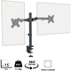piXL Desk-Mounted Fully-Adjustable Dual Monitor Arm for Screens Up To 27 inch with VESA Mount & Built-In Cable Management - Image 3