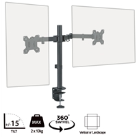 piXL Desk-Mounted Fully-Adjustable Dual Monitor Arm for Screens Up To 27 inch with VESA Mount & Built-In Cable Management