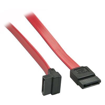 Lindy 33352 0.7m SATA (7 Pin) to 90 Deg SATA (7 Pin) Cable - Red/Black, Compatible With SATA III And Backwards Compatible With SATA I And II, 10 Year Warranty - Image 2