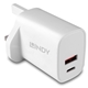 LINDY 73416 Power Adapter, USB, 24 pin USB-C, 20W, Fast Charge, Power Delivery 3.0, White - Image 3
