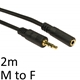 3.5mm (M) Stereo Plug to 3.5mm (F) Stereo Socket 2m Black OEM Cable - Image 3