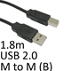 USB 2.0 A (M) to USB 2.0 B (M) 1.8m Black OEM Printer/Scanner Data Cable - Image 3