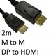 DisplayPort (M) to HDMI (M) 2m Black OEM Display Cable - Image 3