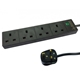 2m 4 Gang Surge Protected LED Indicator UK Mains Extension - Black - Image 3