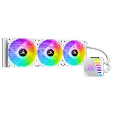 Antec Symphony 360 AiO Liquid CPU Cooler, Universal Socket, White, 360mm Radiator, PWM 1600RPM Cooling Fans, Addressable RGB LED Lighting with Chromatic ARGB Lighting Pump Head - Image 2
