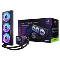 ASRock Phantom Gaming 360 LCD AIO Liquid CPU Cooler, 360mm Radiator, Triple 120mm PWM ARGB Fans, LCD Display, Intel LGA1700/1851 & AMD AM5/AM4 Compatible
