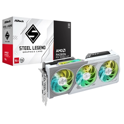 ASRock AMD Radeon RX 9060 XT Steel Legend OC 16GB GDDR6 Graphics Card, 2048 Streams, 3320 MHz Boost Clock, Triple Fan, 2x DisplayPorts / 1x HDMI Port - Image 2