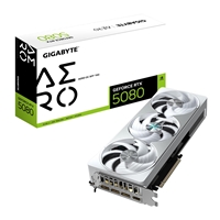 Gigabyte NVIDIA GeForce RTX 5080 AERO OC SFF 16GB GDDR7 Graphics Card, 10752 CUDA Cores, 2730 MHz Core Clock, Triple Fan, White, RGB, 3x DisplayPorts / 1x HDMI Port
