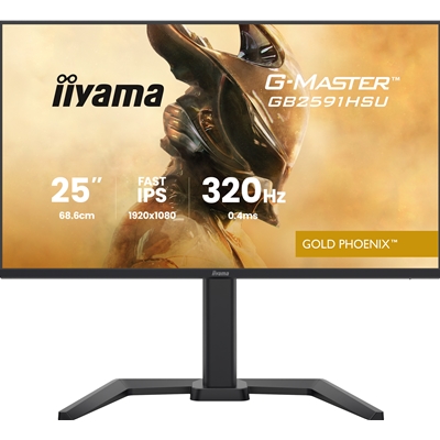 iiyama G-Master GB2591HSU-B1 24.5-Inch Fast IPS LCD, 1920x1080, up to 320Hz, 350 cd/m2 Brightness, 0.4ms MPRT , 2 x HDMI 2.1 + 1 x DP, USB Hub 2x USB 3.2 + 2x USB-C, G-SYNC Compatible/FreeSync Premium, HDR10, 2x2W Speakers, Aux, Height Adjustable Stand - Image 2
