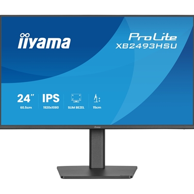 iiyama PROLITE XB2493HSU-B1 24 inch IPS Monitor, Full HD, 1ms, USB Hubx2, HDMI, DisplayPort, Freesync, 120Hz, Speakers, Black, ACR, Internal PSU, VESA, Height Adjustable - Image 2