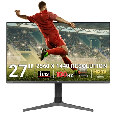 piXL CM27G7 27 Inch 100Hz QHD IPS Gaming Monitor with AMD FreeSync & Nvidia G-Sync, 1ms Response Time, DisplayPort, HDMI, USB-A, VESA Mount, RGB Lighting, VESA Mount & Height Adjust - Image 2