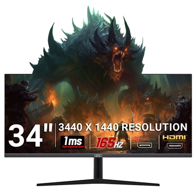 piXL 34-inch UWQHD UltraWide 165Hz Gaming Monitor with 100% sRGB Colour Gamut, Quad HD 3440 x 1440 IPS Panel & 1ms Response Time, 3 Year Warranty & Speakers - Image 2