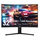 piXL X-Series GS32QIDPHA 32 Inch QHD IPS, Curved (1500R) Gaming Monitor with 180Hz Refresh Rate, 2560 x 1440 Resolution, 1ms Response Time, HDR10+, Adaptive Sync, 2x HDMI 2.1 & 2x DisplayPort 1.4, Height Adjustable - Image 3
