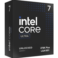 Intel Core Ultra 7 processor 270K Plus, 24 Cores, 24 Threads, 3.2GHz up to 5.5GHz, LGA 1851 Socket 36MB Cache, 125W, Maximum Turbo Power 250W, Intel Graphics, No Cooler