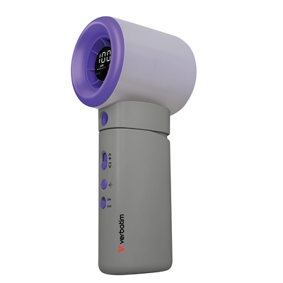 Verbatim Cool 'n' Go Aqua Breeze Handheld Fan, Portable Cooling with Refreshing Mist Spray - Grey/Purple - Image 2