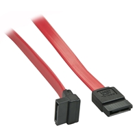 Lindy 33352 0.7m SATA (7 Pin) to 90 Deg SATA (7 Pin) Cable - Red/Black, Compatible With SATA III And Backwards Compatible With SATA I And II, 10 Year Warranty